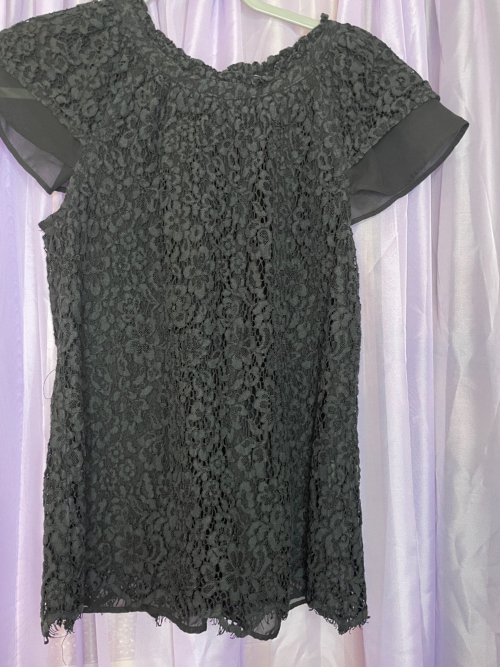 Rose and Olive Black Lace Short-Sleeve Women's Top
